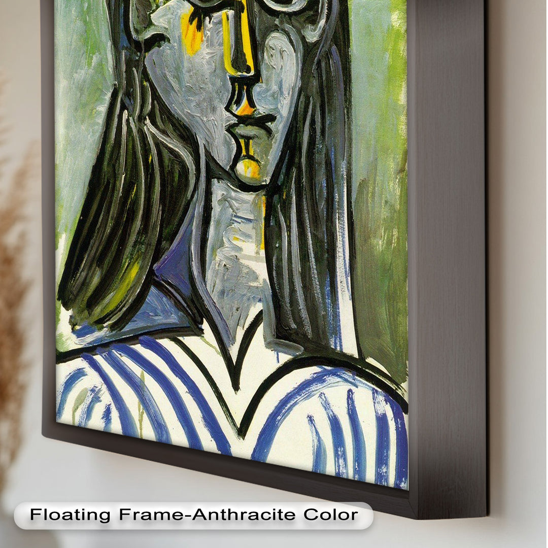Striped Muse in Pink Hat – Picasso Oil Painting