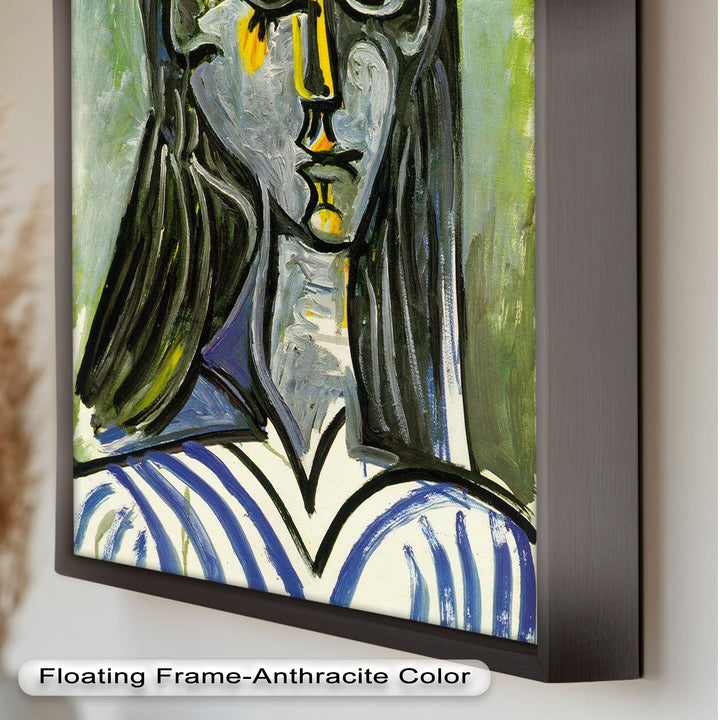 Striped Muse in Pink Hat – Picasso Oil Painting