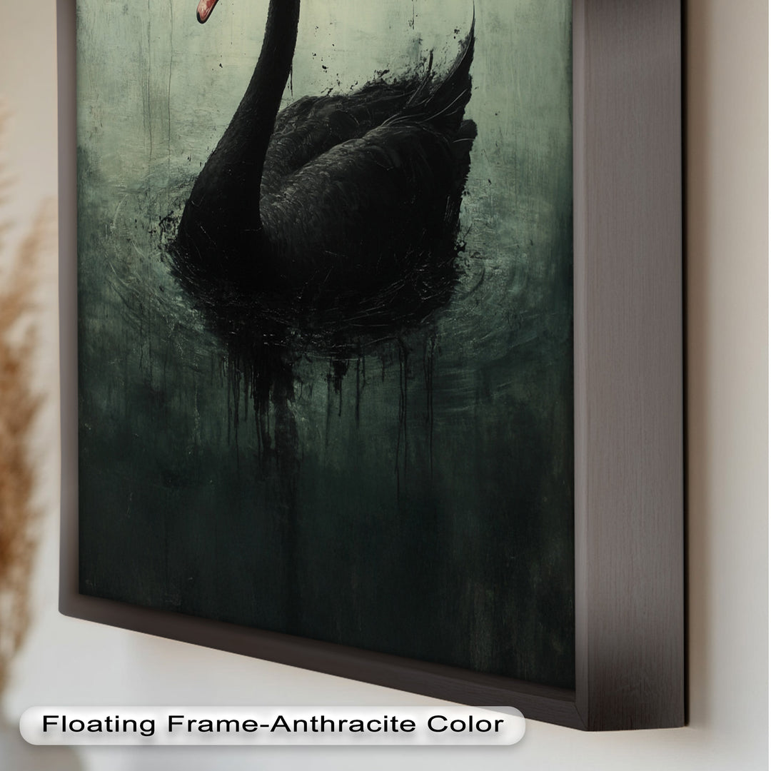 Solitary Grace – Moody Black Swan Oil Painting