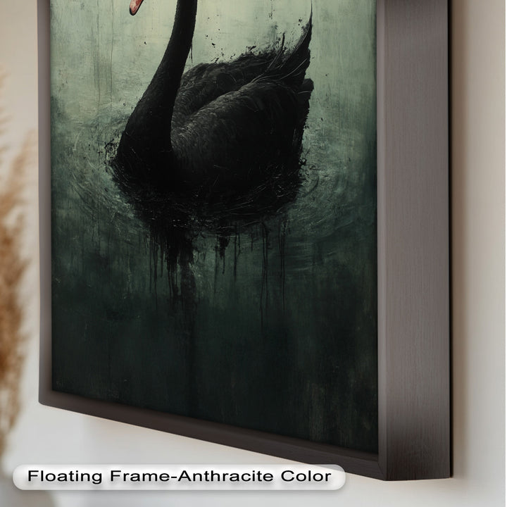 Solitary Grace – Moody Black Swan Oil Painting