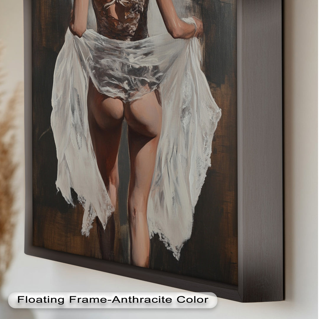 Soft Steps in Lace – Romantic Figurative Nude Oil Painting