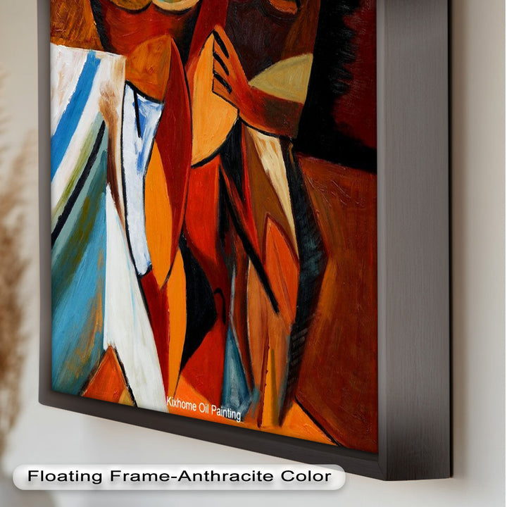 Abstract Embrace Wall Art – Cubist Oil Painting