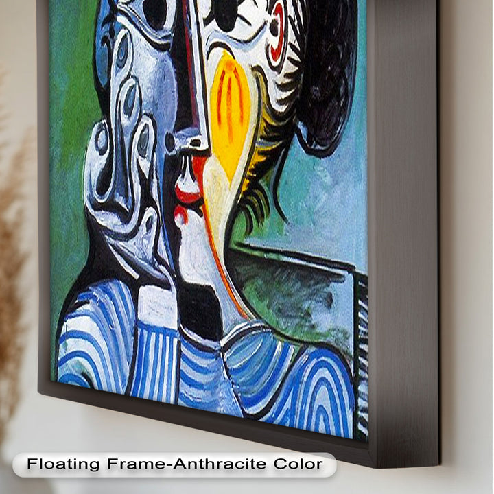 Striped Elegance – Picasso Cubist Portrait Oil Painting