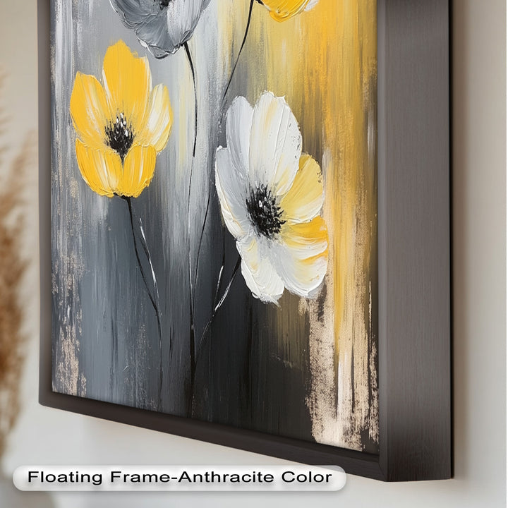Golden Harmony – Yellow and White Floral Oil Painting