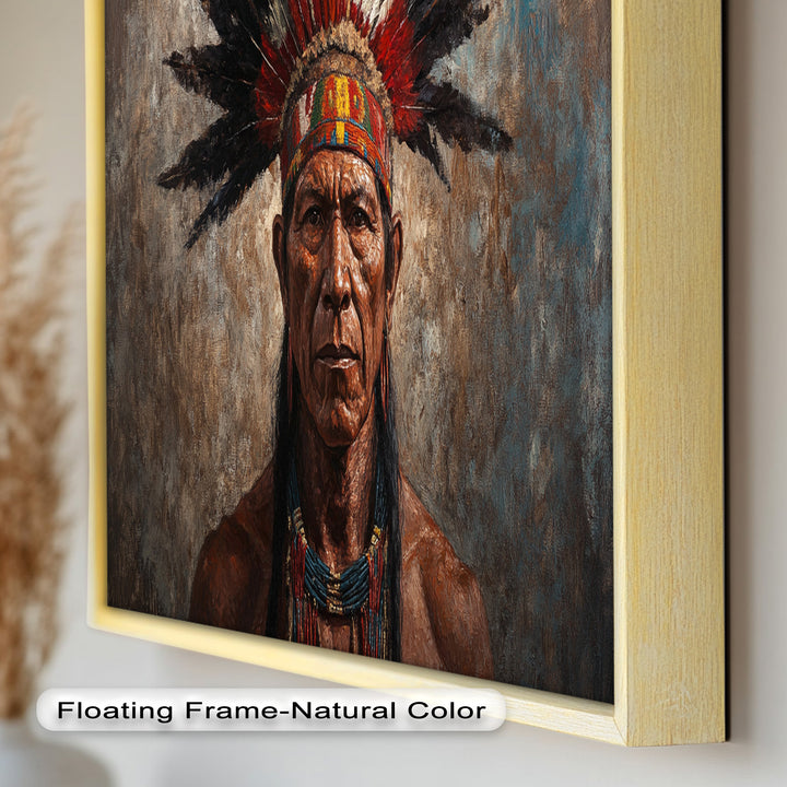 Echo of the Ancestors – Native Warrior Portrait Oil Painting