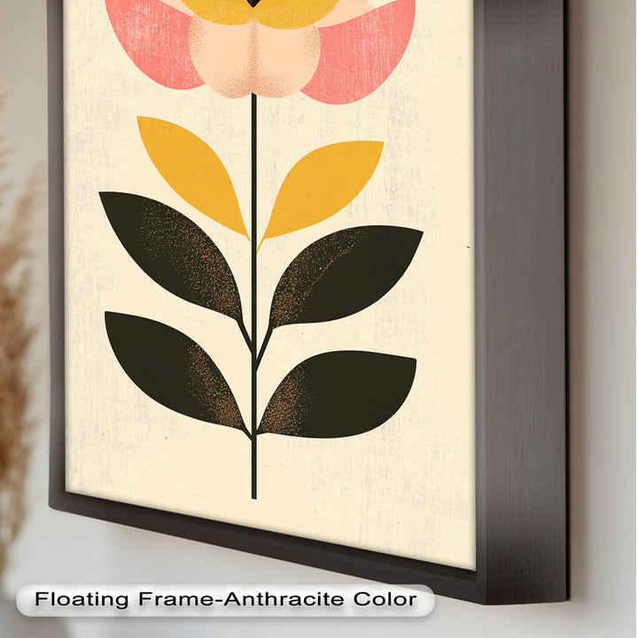 Mid-Century Bloom – Retro Floral Minimalist Wall Art Oil Painting