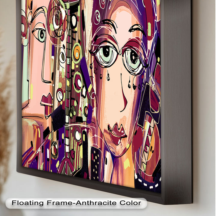 Whispers in Color – Dual Faces with Expressive Eyes Picasso Oil Painting