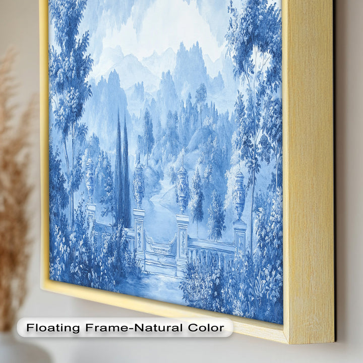 Blue Toned Garden Wall Art – Classical Landscape Oil Painting