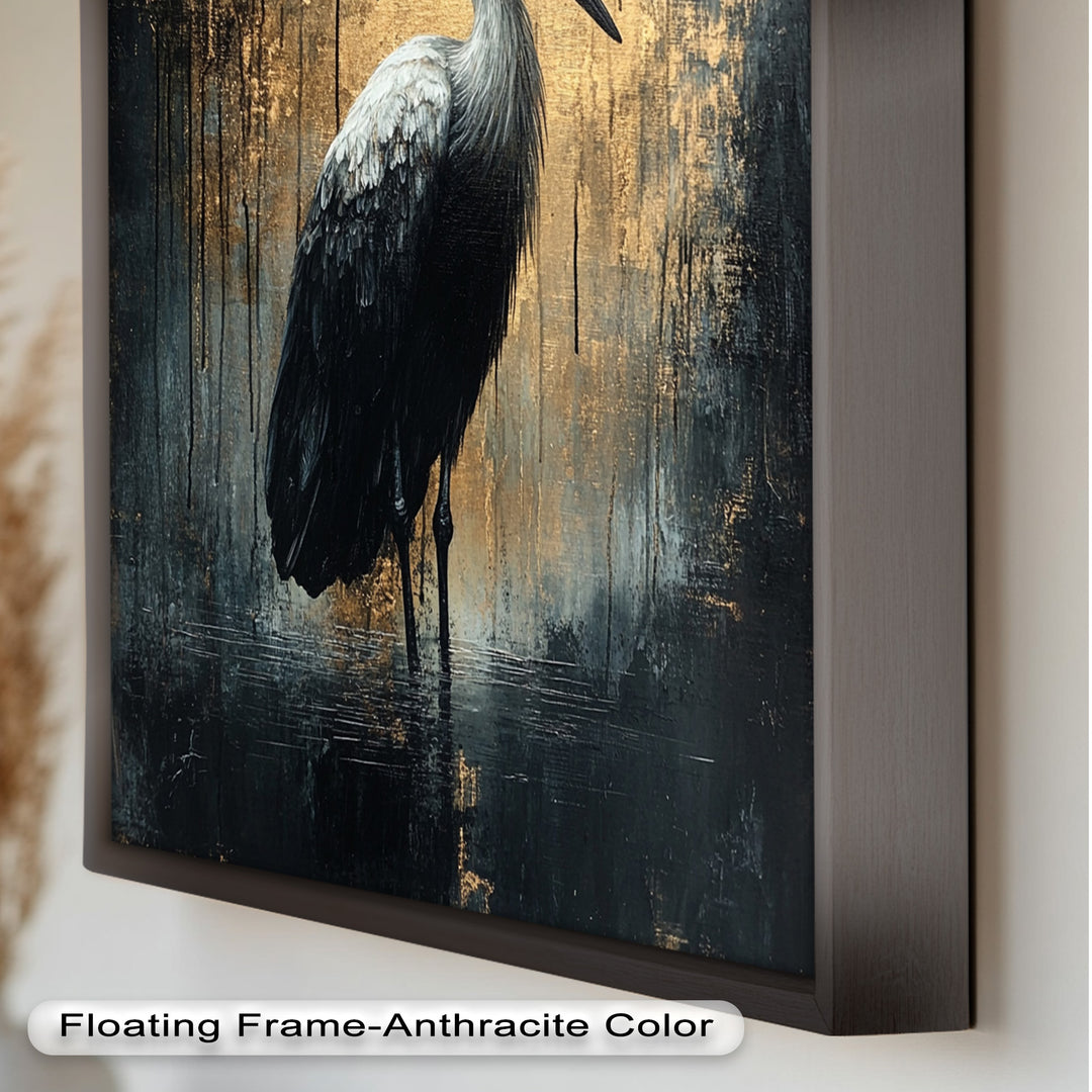 Golden Shadow Heron – Animal Oil Painting