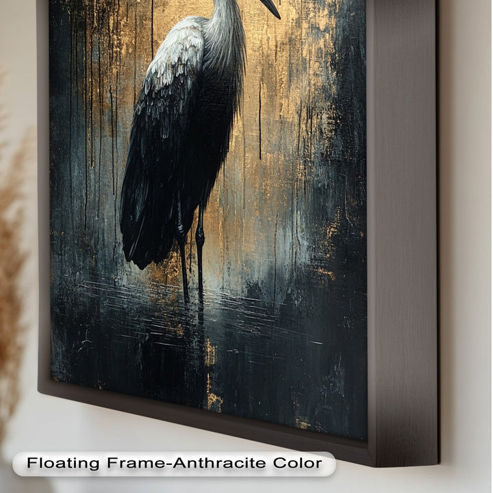 Golden Shadow Heron – Animal Oil Painting