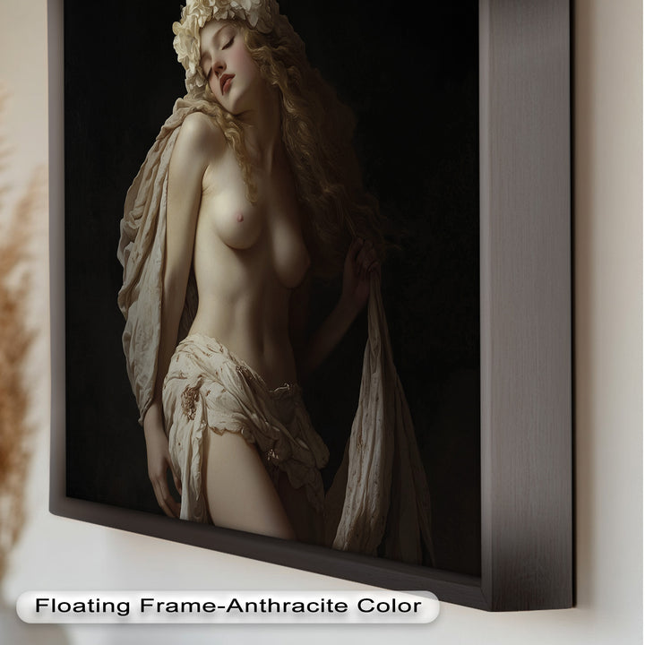 Moonlit Reverie – Classical Nude with Floral Crown Oil Painting