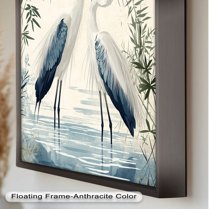 Twin Herons in Harmony – Bird Oil Painting