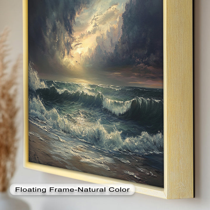 Ocean Sunset Wall Art - Storm Seascape Oil Painting