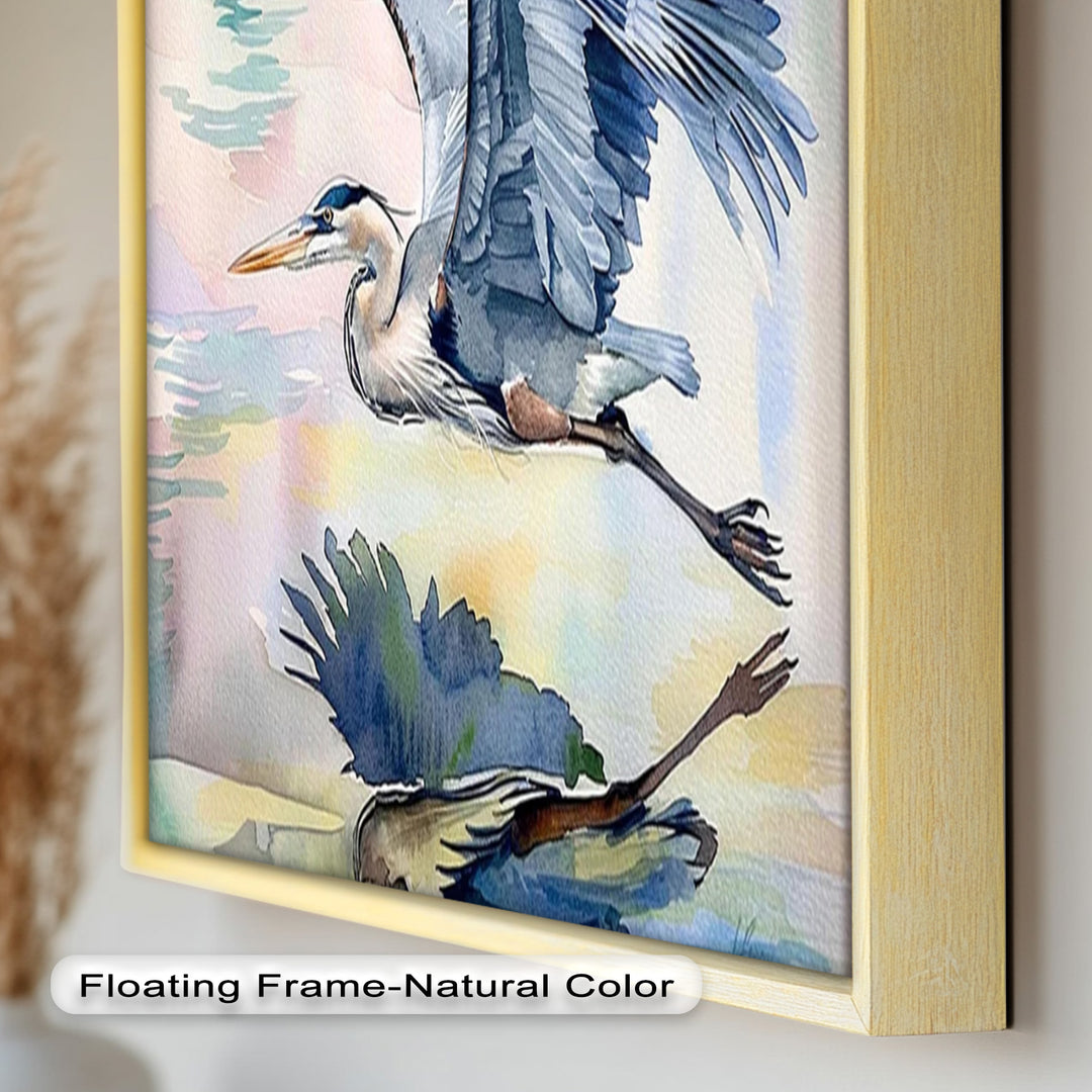 Flying Heron Bird Wall Art – Elegant Nature Oil Painting