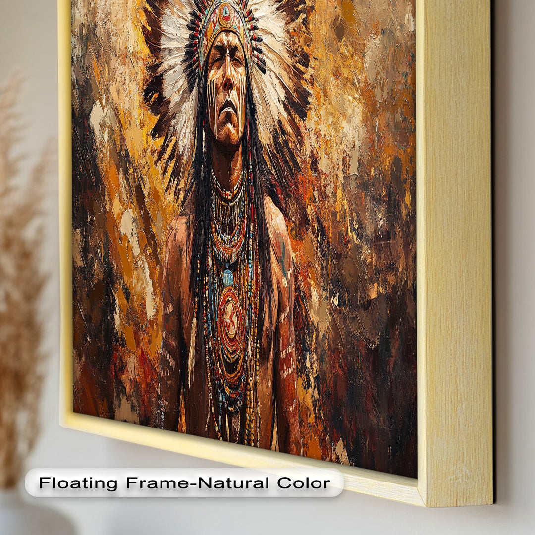 Sacred Flame – Tribal Warrior Portrait Oil Painting