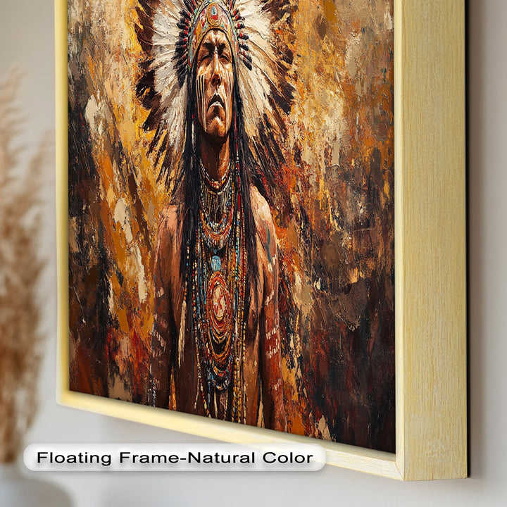 Sacred Flame – Tribal Warrior Portrait Oil Painting