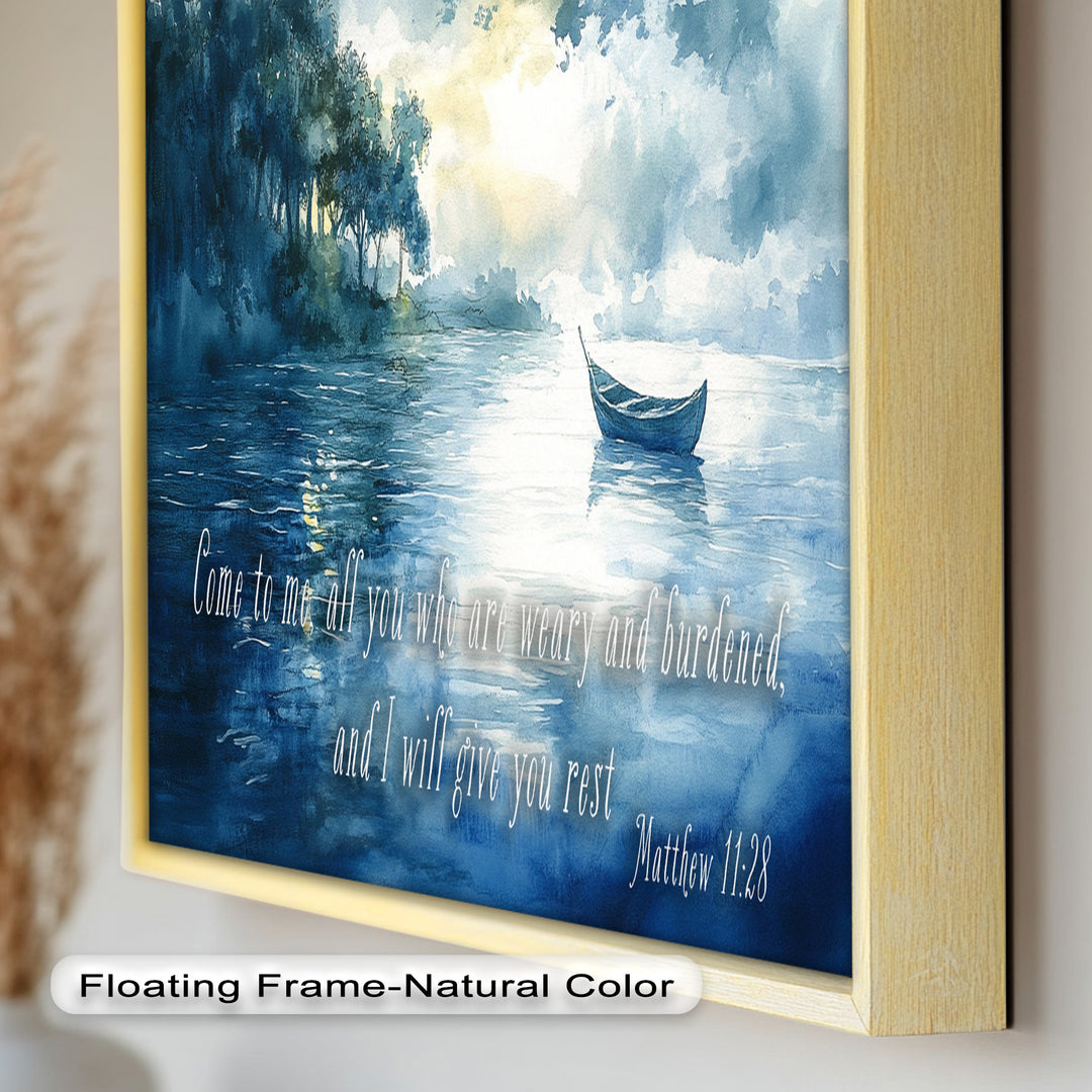 Matthew 11:28 – Find Rest in Christ Bible Verse Oil Painting