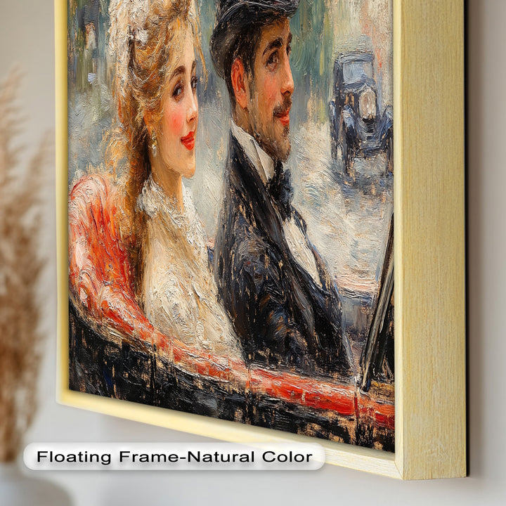 Charming Couple in a Vintage Car – Impressionist Oil Painting