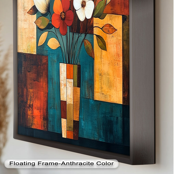 Geometric Bloom – Modern Floral Abstract Oil Painting
