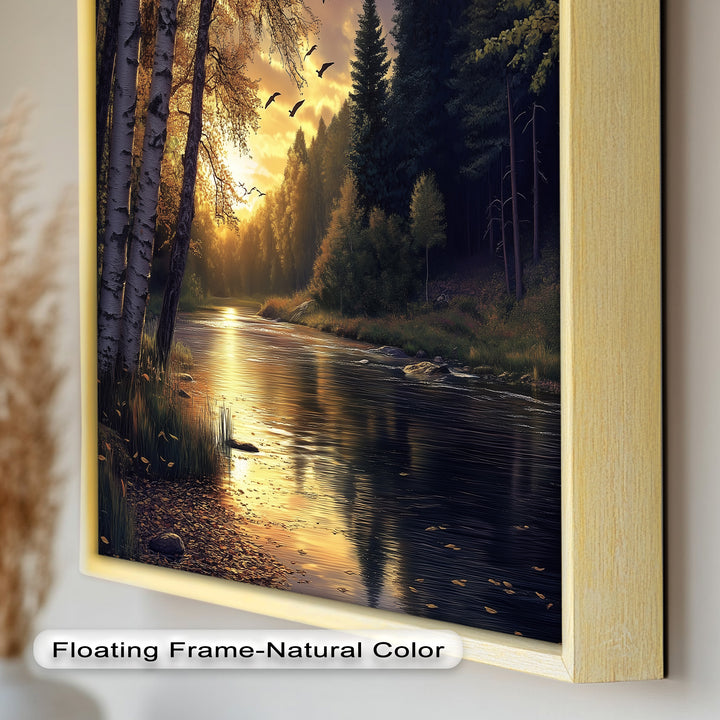 Sonnenuntergang Fluss Wandkunst - Landschaft Ölgemälde