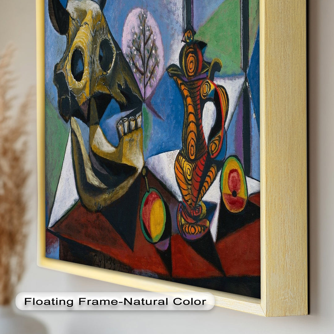 Stillleben mit Totenkopf und Krug – Symbolisches kubistisches Picasso-Ölgemälde