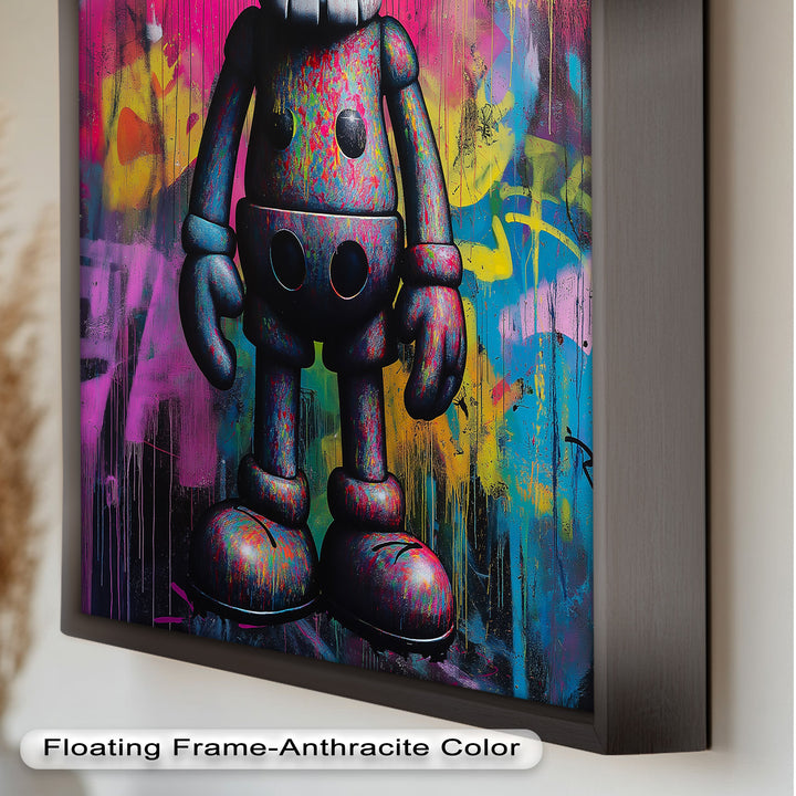 Neon Skull Companion – Mehrfarbiges KAWS-Ölgemälde
