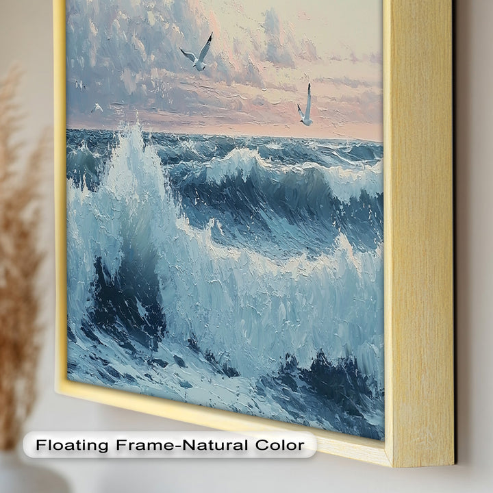Coastal Wave Art - Seagulls Seascape Oil Painting