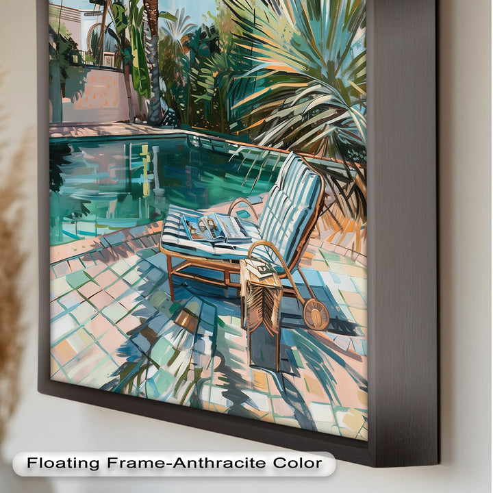 Poolside Palm Tree Escape – Tropical Oil Painting