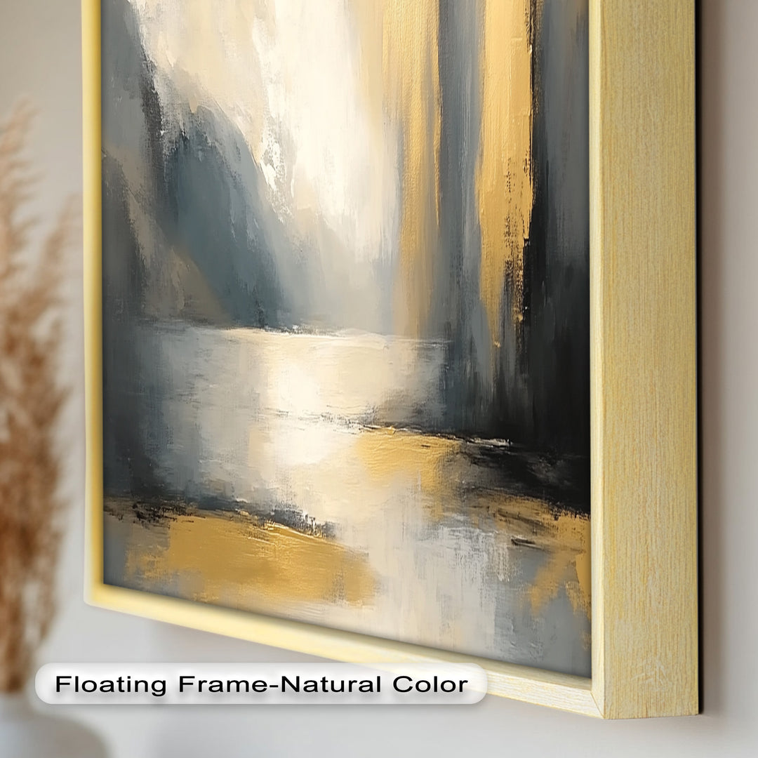 Serene Waterfall Abstract – Neutral Modern Oil Painting
