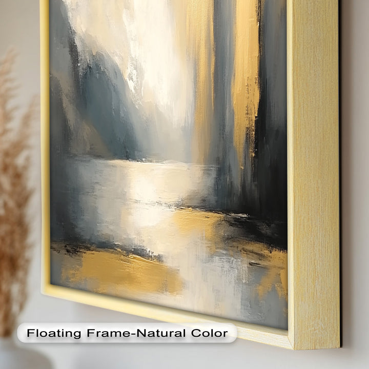 Serene Waterfall Abstract – Neutral Modern Oil Painting