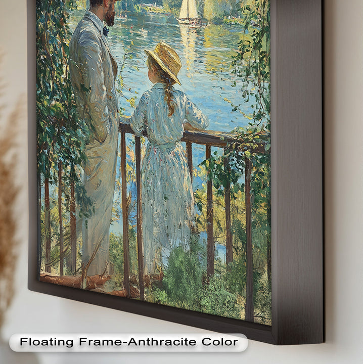 Father and Daughter by the Lake - Impressionist Oil Painting