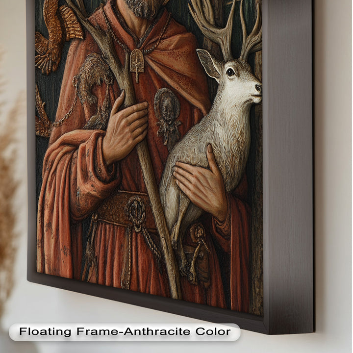 Saint with Deer Wall Art – Religious Oil Painting