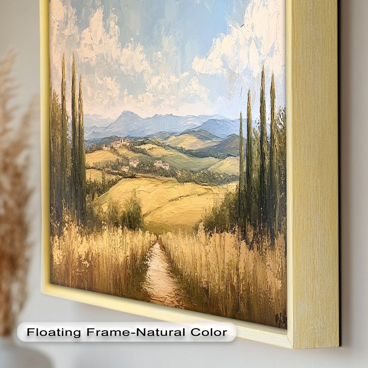 Vintage Aerial View – Scenic Countryside Oil Painting