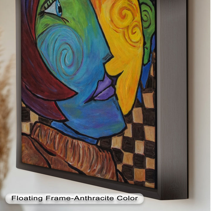 Dual Emotions – Vibrant Abstract Portrait Picasso Oil Painting