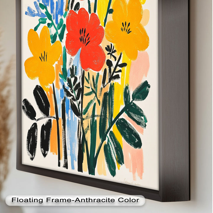 Fröhlicher wilder Garten – Fauvistisches Boho-Blumen-Ölgemälde