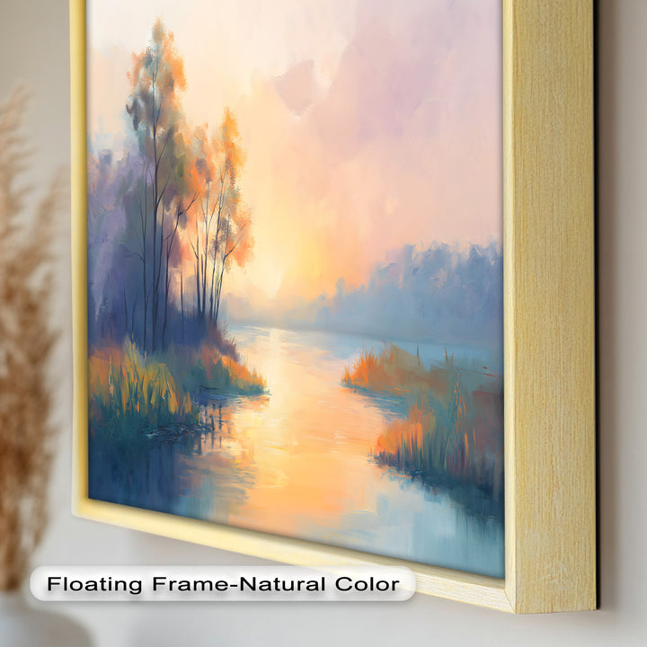 Sunrise on a Cold Morning – Framed Landscape Oil Painting