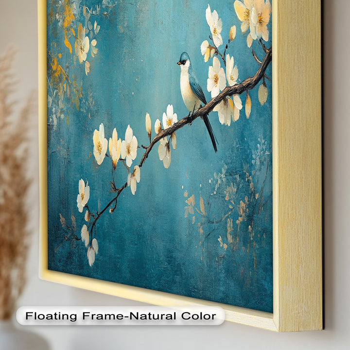 Bluebird and Blossoms Wall Art – Floral Oil Painting
