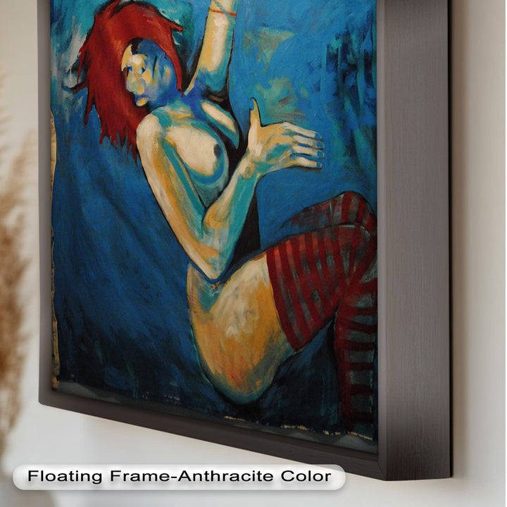Descent in Blue – Expressionist Female Nude Picasso Oil Painting