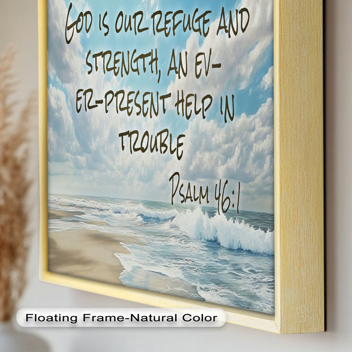Psalm 46:1 – Refuge and Strength Bible Verse Oil Painting