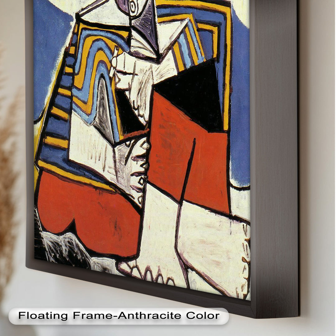 Geometric Man in Red Hat Wall Art – Cubist Oil Painting