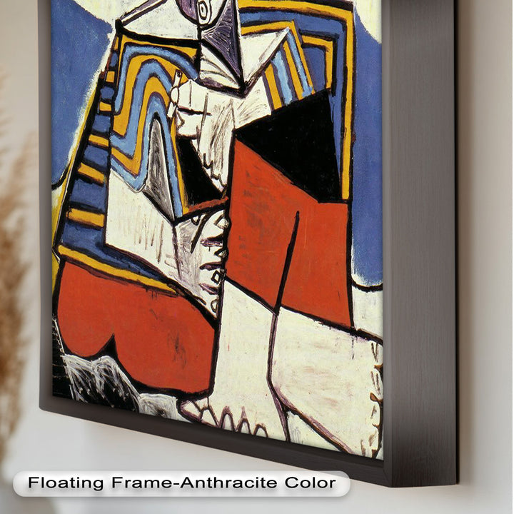 Geometric Man in Red Hat Wall Art – Cubist Oil Painting