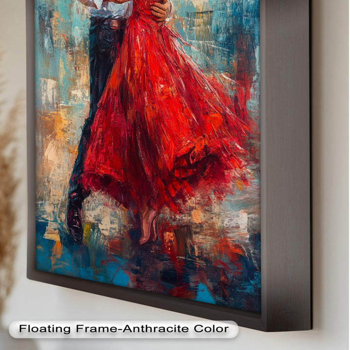 Flamenco Fire – Romantic Couple in Red Dress Oil Painting