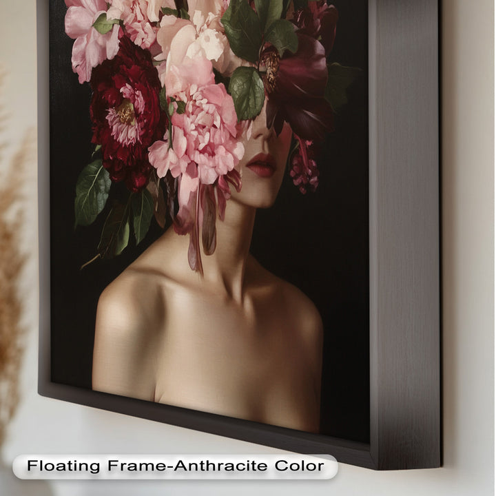Blossom Veil – Romantic Floral Portrait Oil Painting