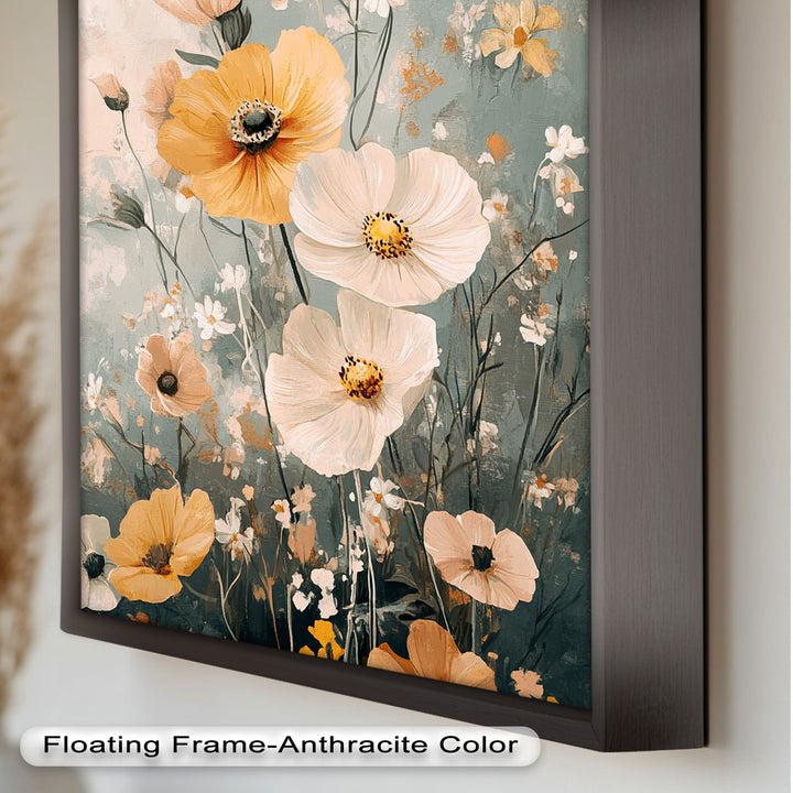 Golden Meadow Bloom - Boho Oil Painting