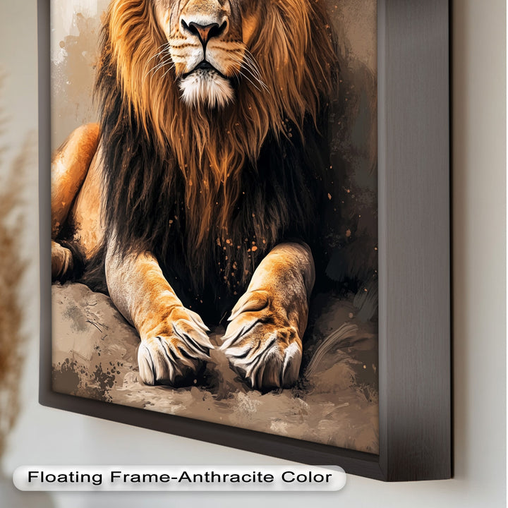 Lion Portrait in Warm Tones - Animal Oil Painting