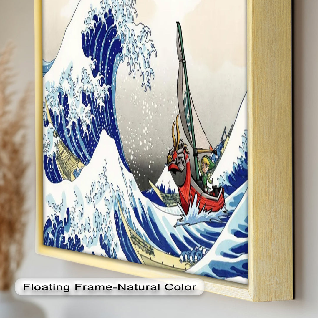 Hokusai Great Wave x Zelda Art – Japanisches Pop-Art-Ölgemälde