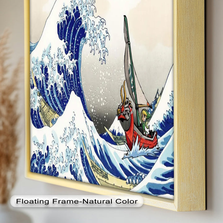 Hokusai Great Wave x Zelda Art – Japanisches Pop-Art-Ölgemälde