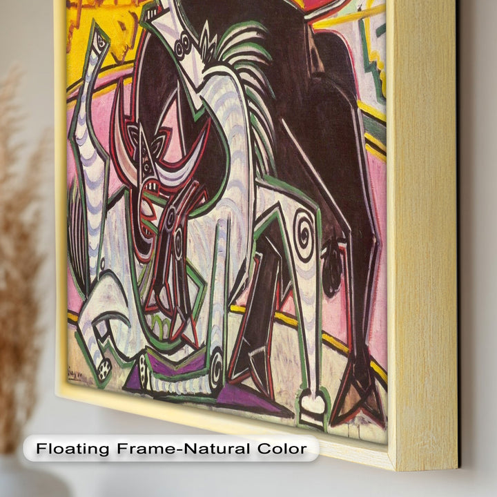 Abstract Bullfight Scene Wall Decor – Cubist Oil Painting