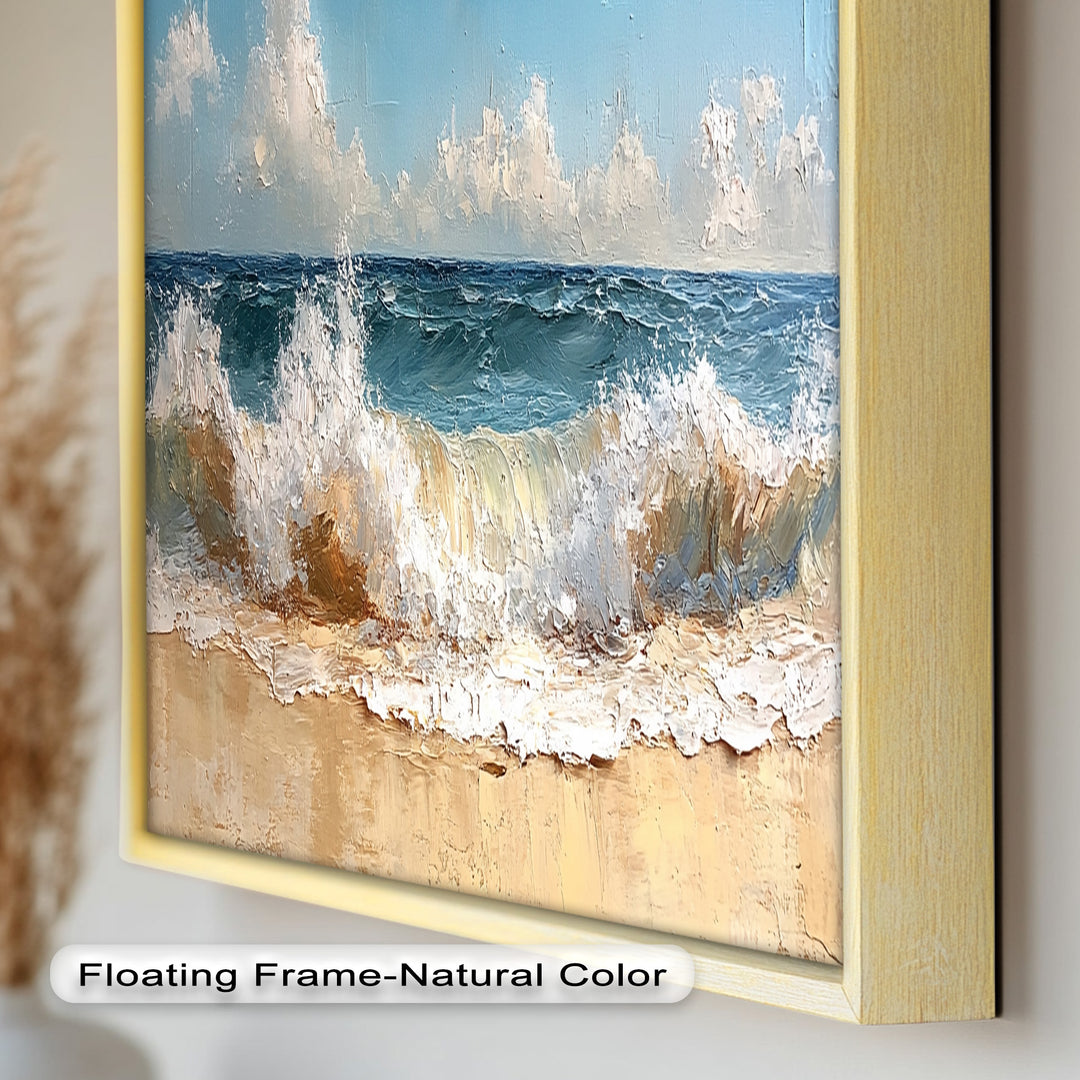 Coastal Beach Wall Art - Crashing Waves Seascape Oil Painting