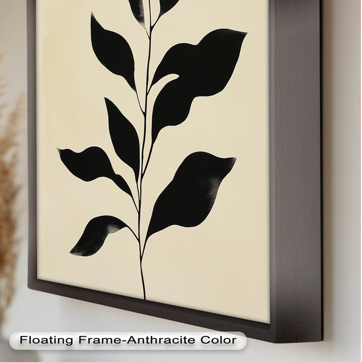 Black Botanical Minimalism – Monochrome Oil Painting